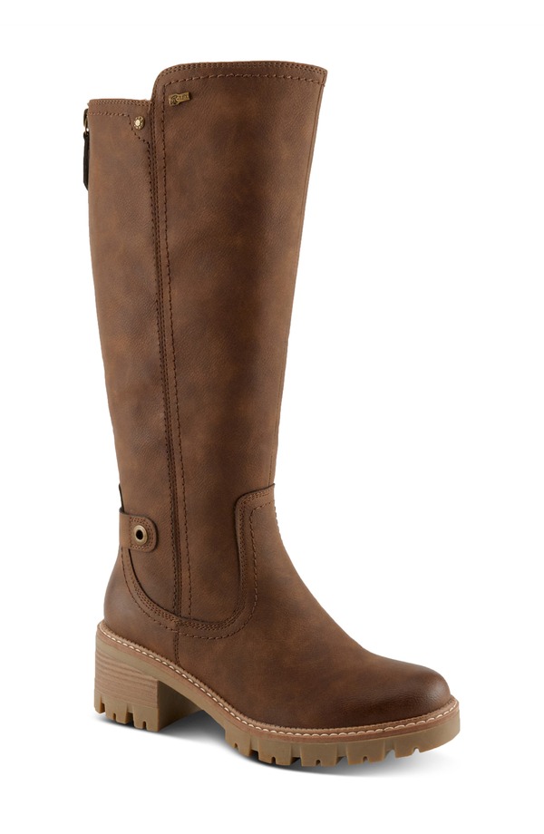 発条足取り レディース シューズ ブーツ・レインブーツ Spring Step Lexis Wateresistant Knee High Boot Brown 赤銅色