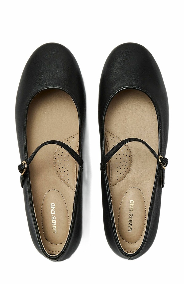ランズエンド レディース シューズ パンプス レザー Lands' End Classic Leather Mary Jane Flats Black ブラック