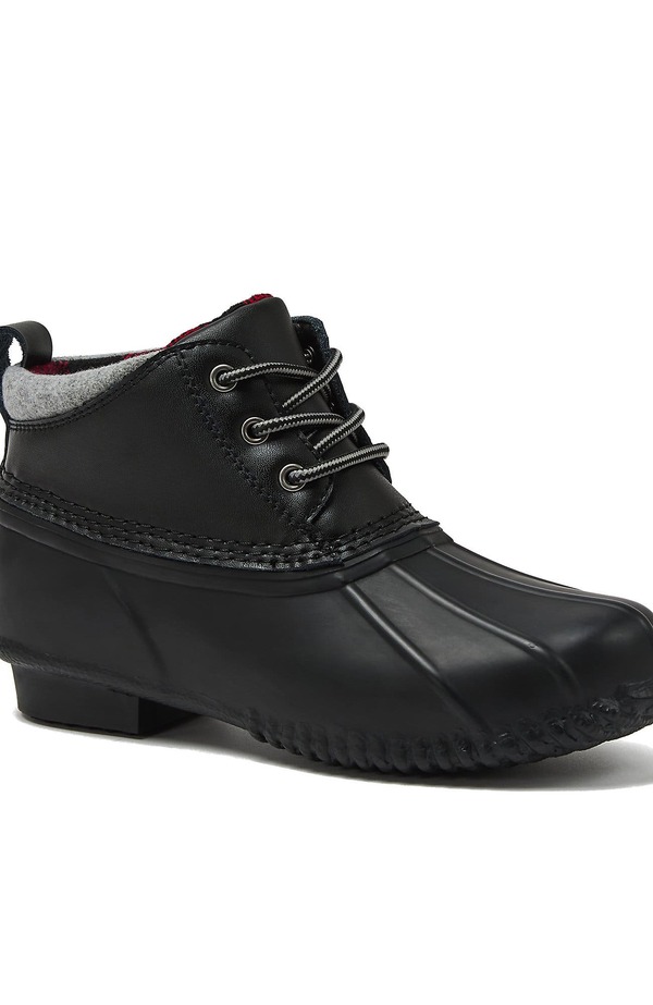 ランズ挙げ句の果て レディース シューズ ブーツ・レインブーツ アンクル Lands\u0027 End Waterproof Ankle Duck Boots Black 黒いこと