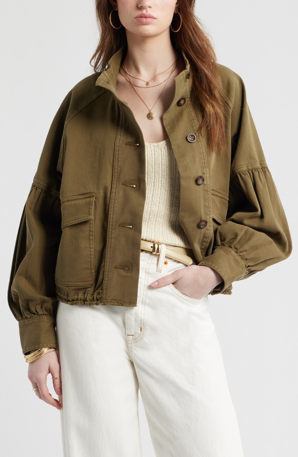 トレジャーアンドボンズ レディース アウター ジャケット・ブルゾン Treasure & Bond Blouson Twill Utility Jacket Olive Dark オリーブ|ReVida 店