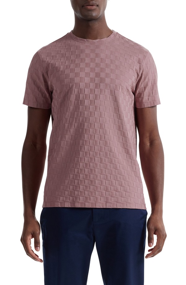 ブガッチ メンズ トップス Tシャツ コットン Bugatchi Geo Textured Cotton T-Shirt Wood Rose
