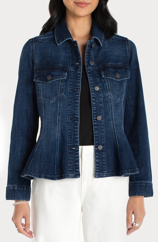 リヴァプール ロサンゼルス レディース ボトムス デニムパンツ ジャケット Liverpoolos Angeles Fit & Flare Denim Trucker Jacket Delacey デニム