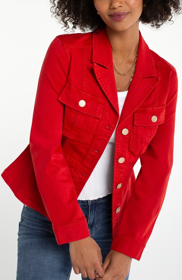 リヴァプール ロサンゼルス レディース アウター ジャケット・ブルゾン Liverpoolos Angeles Tab Detail Peplum Jacket Fire Brick