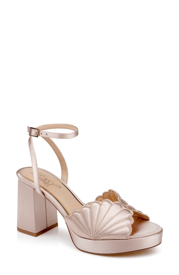 ジュウェルダグレイミシュカ レディース シューズ ヒール プラットフォーム サンダル アンクル Jewel Badgley Mischka Paolankle Straplatform Sandal Dark Beige Satin ベージュ|ReVida 店