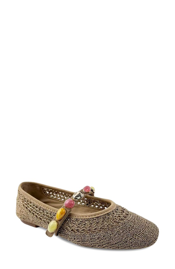 ケネスコール レディース シューズ パンプス ニット Kenneth Cole Zeta Stones Embellished Knit Ballet Flat Natural Knit