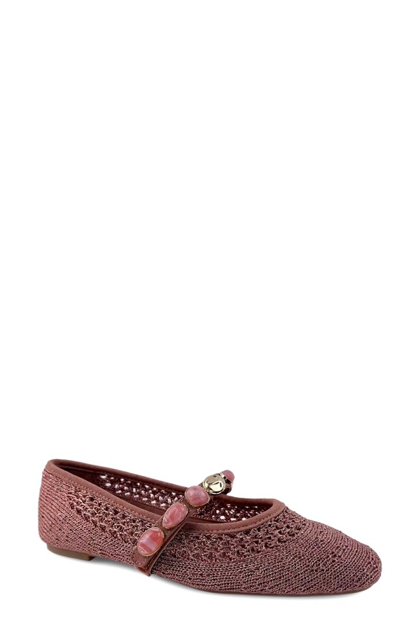 ケネスコール レディース シューズ パンプス ニット Kenneth Cole Zeta Stones Embellished Knit Ballet Flat Rose Gold Knit ゴールド