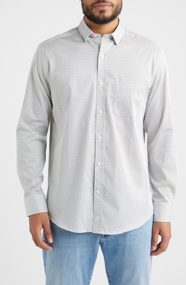 ジョンストンアンドマーフィー メンズ トップス シャツ プリント Johnston & Murphy Logan Print Button-Up Shirt Sage Tile セージ