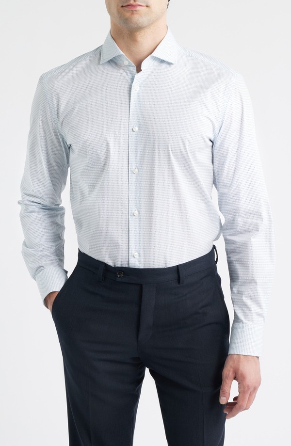 ボス メンズ トップス シャツ スリムフィット コットン BOSS Hankent Slim Fit Stretch Cotton Dresshirt Light Pastel Blue ブルー