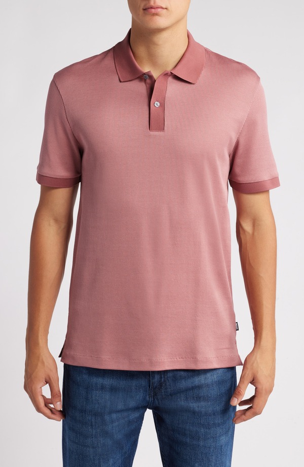 ボス メンズ トップス ポロシャツ コットン BOSS Parlay Cotton Piqu Polopen Red レッド｜ReVida 店