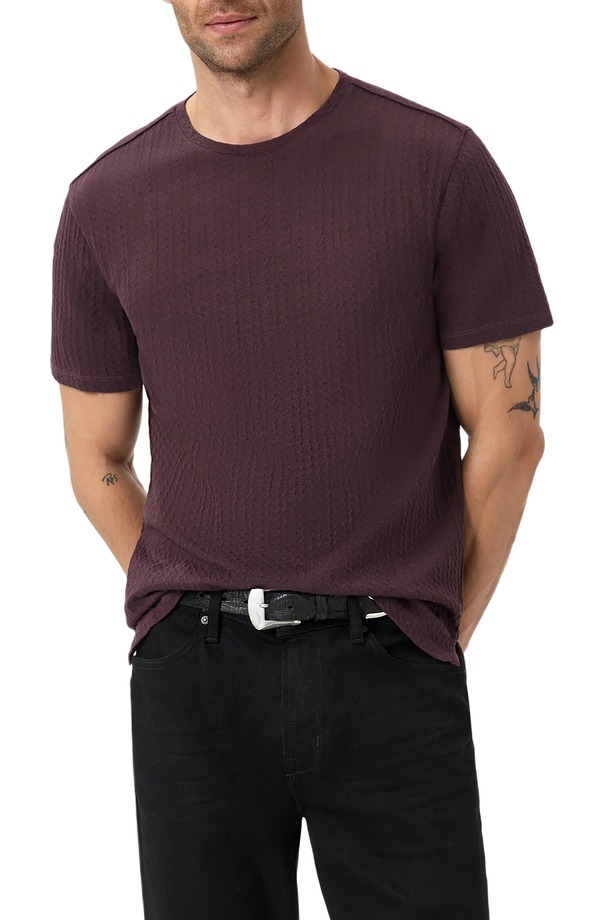 ジョンバルベイトス メンズ トップス Tシャツ クルーネック John Varvatos Brasse Crewneck T-Shirt Plum プラム