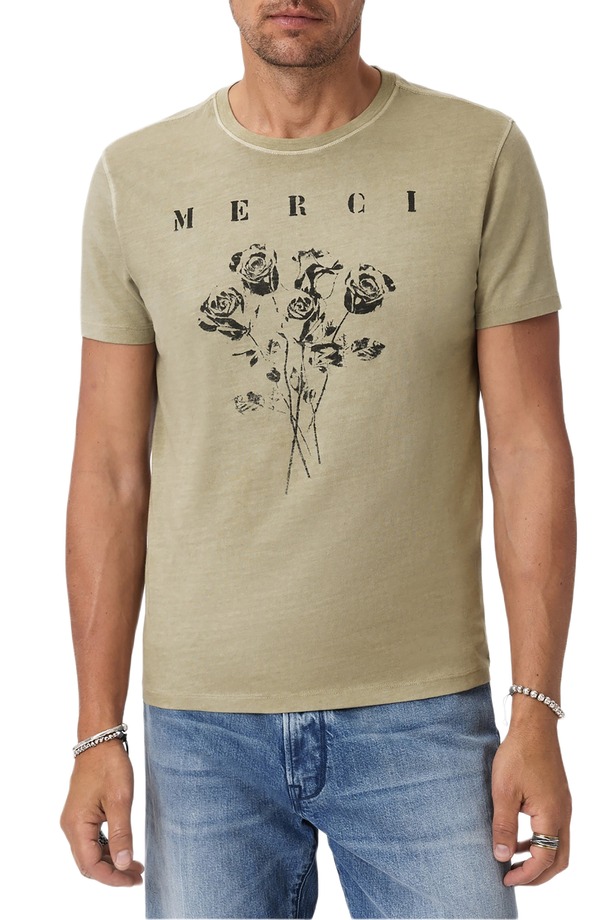 ジョンバルベイトス メンズ トップス Tシャツ グラフィック John Varvatos Merci Graphic T-Shirt Haze Grey グレー