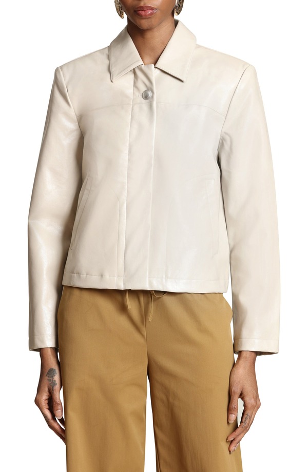 アヴェックレフィーユ レディース アウター ジャケット・ブルゾン レザー フェイクレザー Avec Les Filles Faux Leather Jacket Oat｜ReVida 店 27,972円