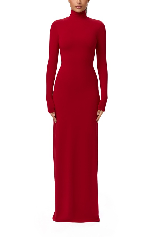 ネイキッドワードローブ レディース トップス ワンピース タートルネック マキシ Naked Wardrobe Butter Turtleneck Long Sleeve Maxi Dress Ruby Red レッド｜ReVida 店 14,950円