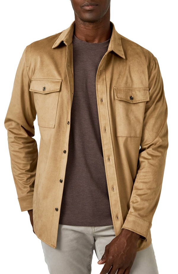 セブンダイヤモンド メンズ アウター ジャケット・ブルゾン シャツ スエード 7 Diamonds Country Road Faux Suede Shirt Jacket Oat