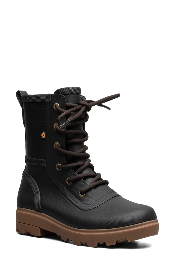 ボグス レディース シューズ ブーツ・レインブーツ スピード競技 Bogs Holly Lace-Up Waterproof Rain Boot Black 黒いこと