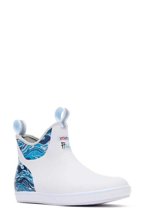 エクストラタフ レディース シューズ ブーツ・レインブーツ アンクル XTRATUF Waterproof Ankle Deck Boot White/ Fishe Waters 白いこと