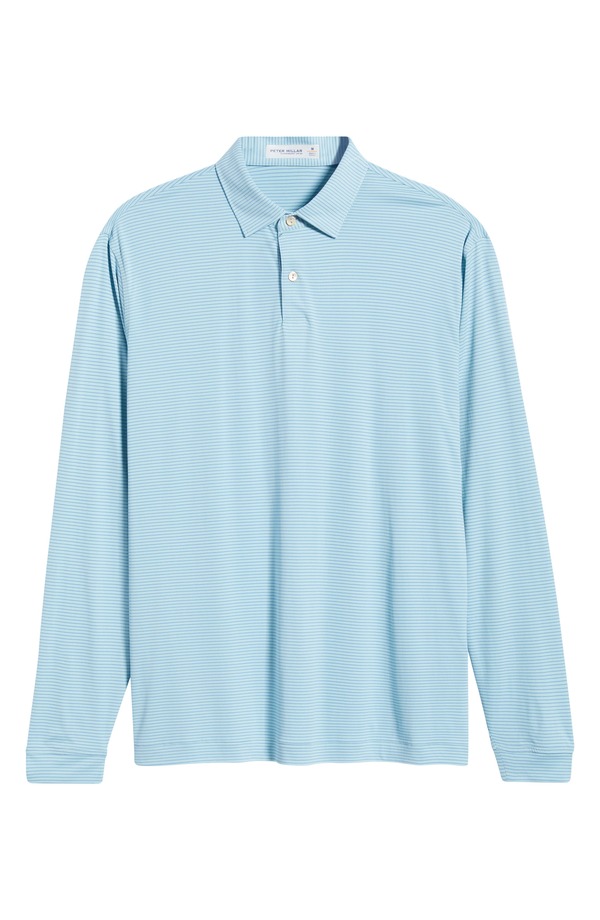 ピーター・ミラー メンズ トップス ポロシャツ Peter Millar Featherweight Stripe Long Sleeve Performance Polo Seaflower ストライプ