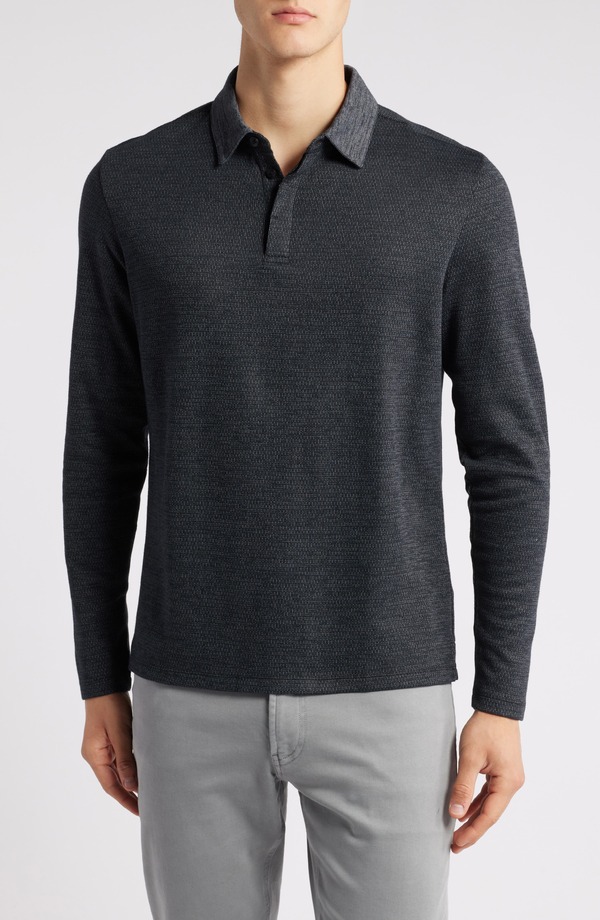 ロバートバラケット メンズ トップス ポロシャツ コットン Robert Barakett Gosford Long Sleeve Cotton Blend Polo Black ブラック