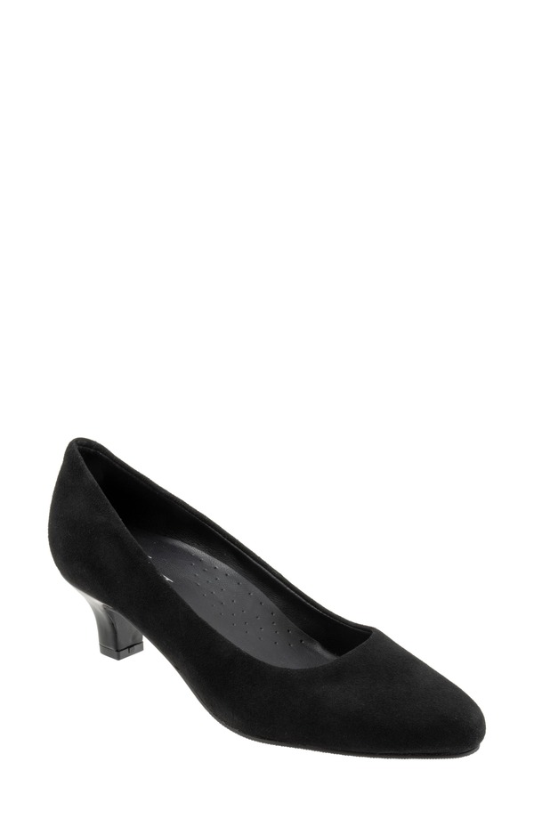 トロッターズ レディース シューズ ヒール Trotters Kate Pointed Toe Kitten Heel Pump Black Suede ブラック