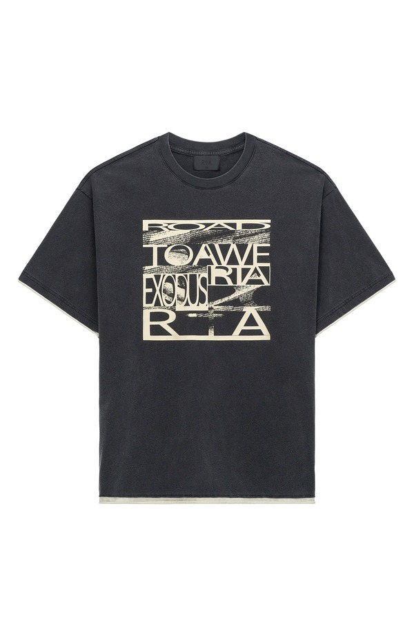 アールティーエー メンズ トップス Tシャツ グラフィック RtA Elian Road to Awe Double Layer Graphic T-Shirt Black Exodus ブラック