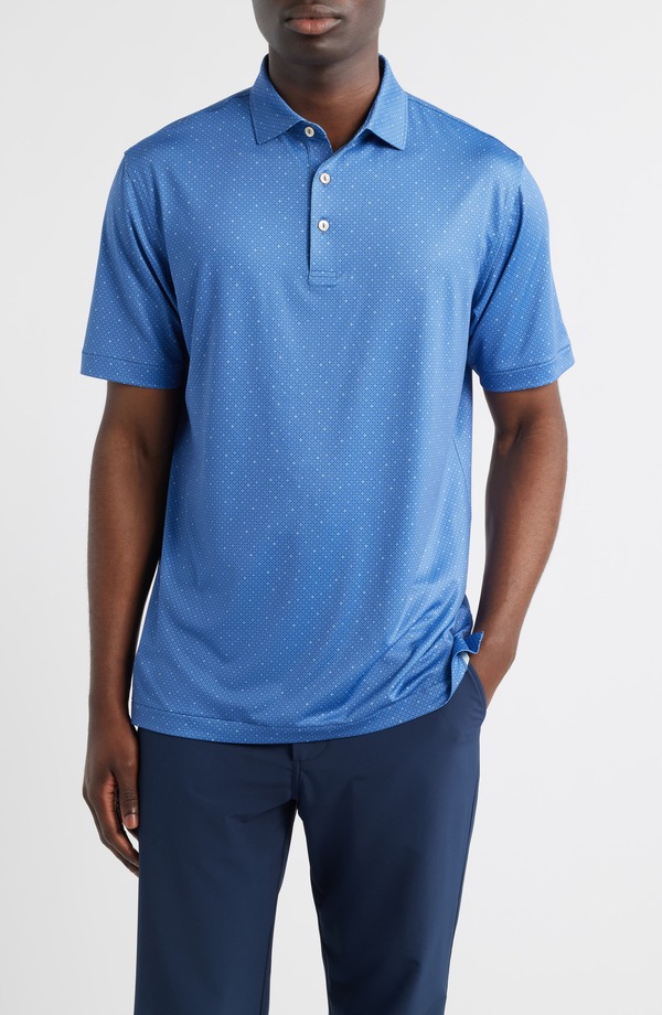 ピーター・ミラー メンズ トップス ポロシャツ プリント ジャージー Peter Millar Barrier Microprint Performance Jersey Polo Windsor Blue ブルー