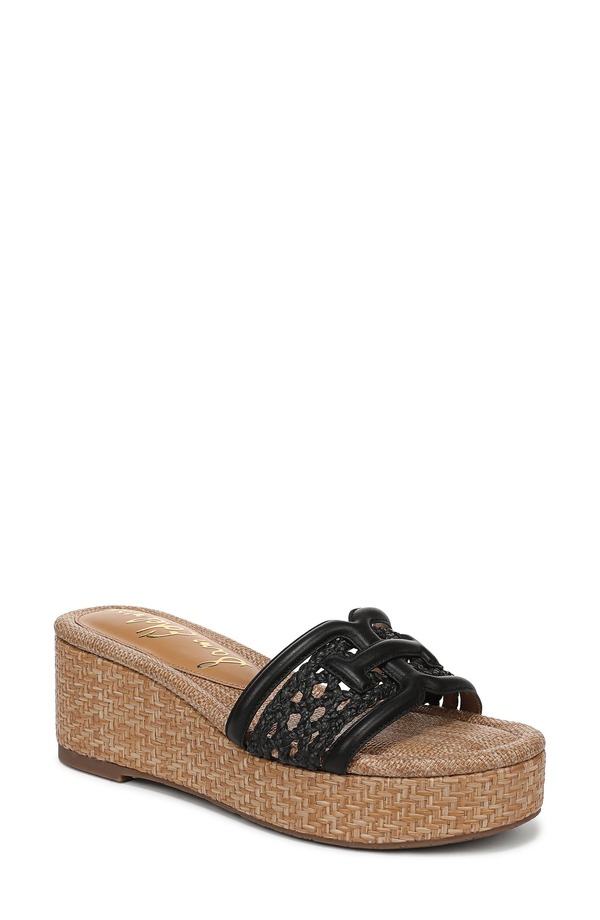 サムエデルマン レディース シューズ ヒール プラットフォーム サンダル Sam Edelman Pauleena Platform Wedge Slide Sandal Black Suede ブラック