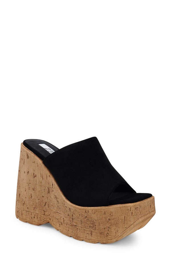 ジジ レディース シューズ 踵 プラットホーム サンダル ZIGI Zhamira Platform Wedge Sandal Blk Suede