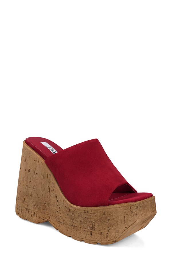 ジジ レディース シューズ ヒール プラットフォーム サンダル ZIGI Zhamira Platform Wedge Sandal Red Suede レッド