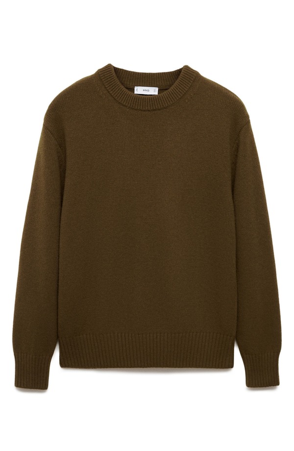 マンゴ メンズ アウター パーカー・スウェット 労働者の一団のど首 スウェーター MANGO Crewneck Sweater Olive Green 緑であること