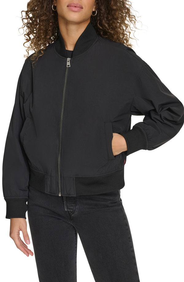 リーバイス レディース アウター ジャケット・ブルゾン Levi's Relaxed Bomber Jacket Black ブラック｜ReVida 店