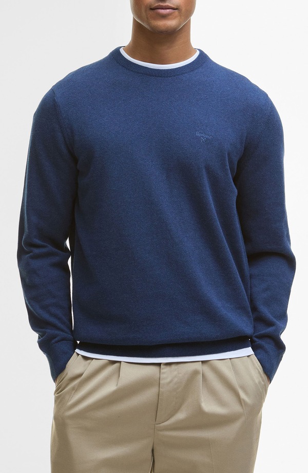 バブアー メンズ アウター パーカー・スウェット クルーネック セーター コットン Barbour Solid Cotton Crewneck Sweater Inky Marl マール