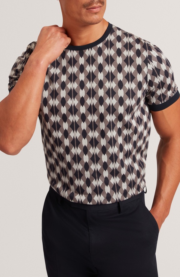 テッドベーカー メンズ トップス Tシャツ セーター Ted Baker Joaa Geo Jacquard Short Sleeve Sweater Navy ネイビー
