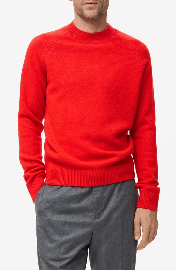 マンゴ メンズ アウター パーカー・スウェット ウール セーター MANGO Raglan Sleeve Wool Sweatered レッド