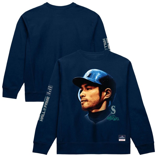 ミッチェル&ネス メンズ アウター パーカー・スウェット シャツ Men's Mitchell & Ness Ichiro Suzuki Navy Seattle Mariners Hall ofame Sweatshirt Navy ネイビー｜ReVida 店
