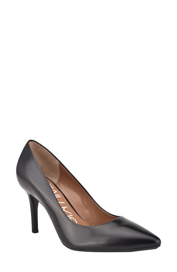 カルバンクライン レディース シューズ 踵 Calvin Klein Gayle Pump Black Leather 黒いこと