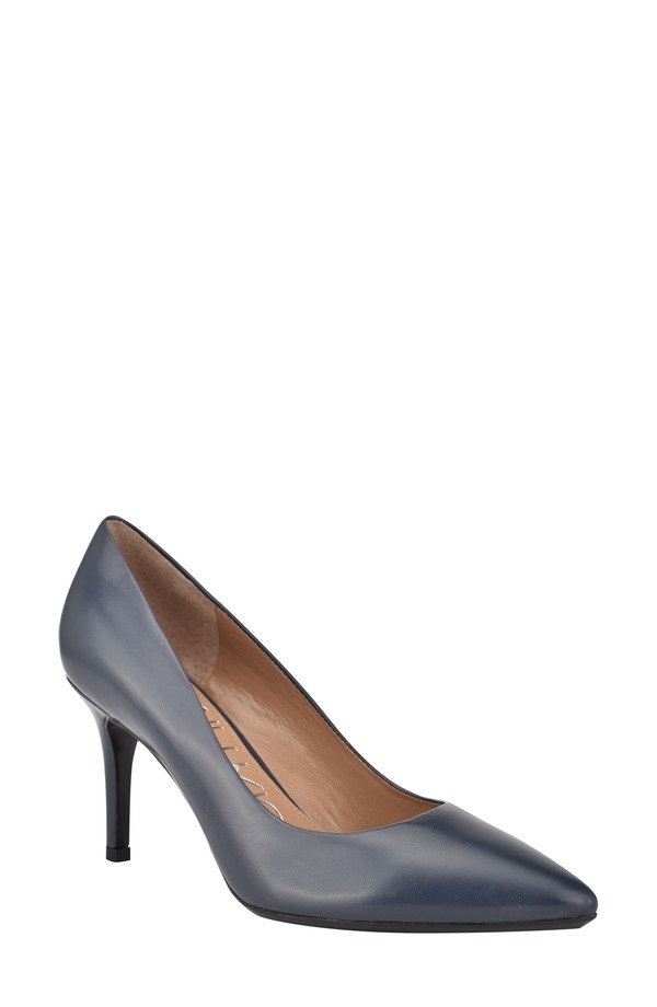カルバンクライン レディース シューズ 踵 Calvin Klein Gayle Pump Dark Blue Leather 青み