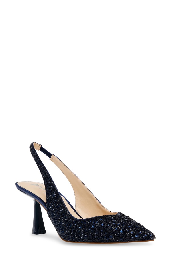 ベッツィジョンソン レディース シューズ 踵 Betsey Johnson Clark Slingback Pointed Toe Pump Navy 米国海軍