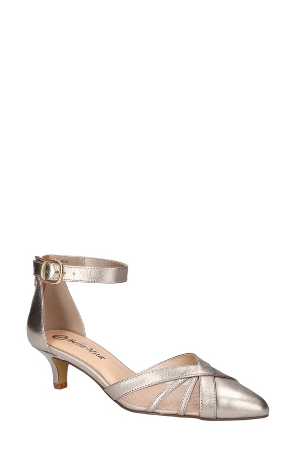 ベラヴィータ レディース シューズ ヒール Bella Vita Malani Pointed Toe Kitten Heel Pump Champagne Leather シャンパン|ReVida 店