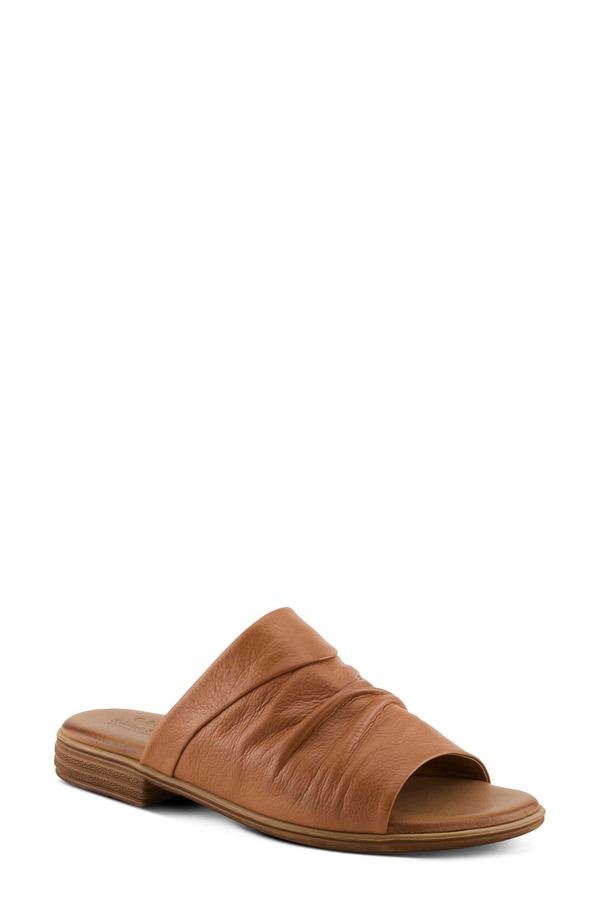 発条足取り レディース シューズ 踵 サンダル Spring Step Jaleel Slide Sandal Tan タン
