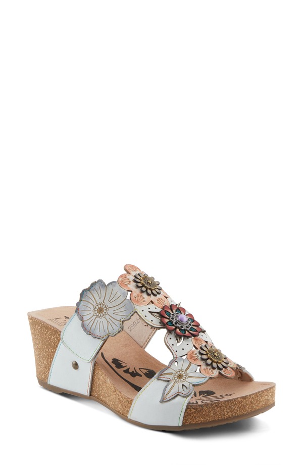 発条足取り レディース シューズ 踵 プラットホーム サンダル L\u0027Artiste by Spring Steprettypetals Platform Wedge Slide Sandal White Multi 白いこと