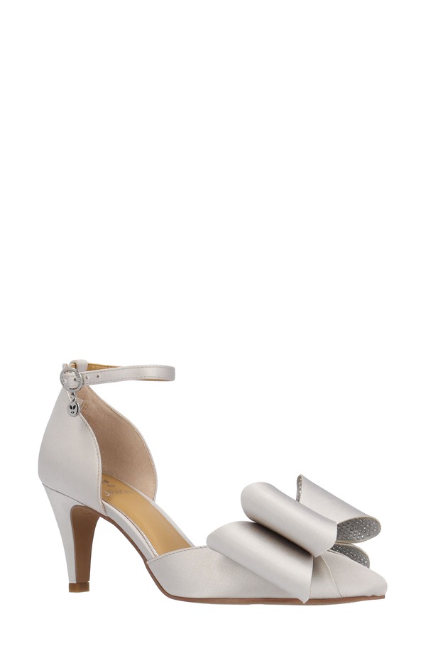 ジェイレニー レディース シューズ 踵 アンクル J. Rene Pammie Pointed Toe Ankle Strapump Light Gray 薄墨色