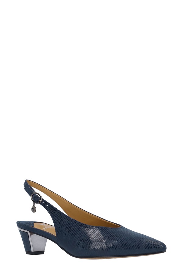 ジェイレニー レディース シューズ 踵 J. Rene Darra Slingback Pointed Toe Pump - Wide Width Available Navy 米国海軍