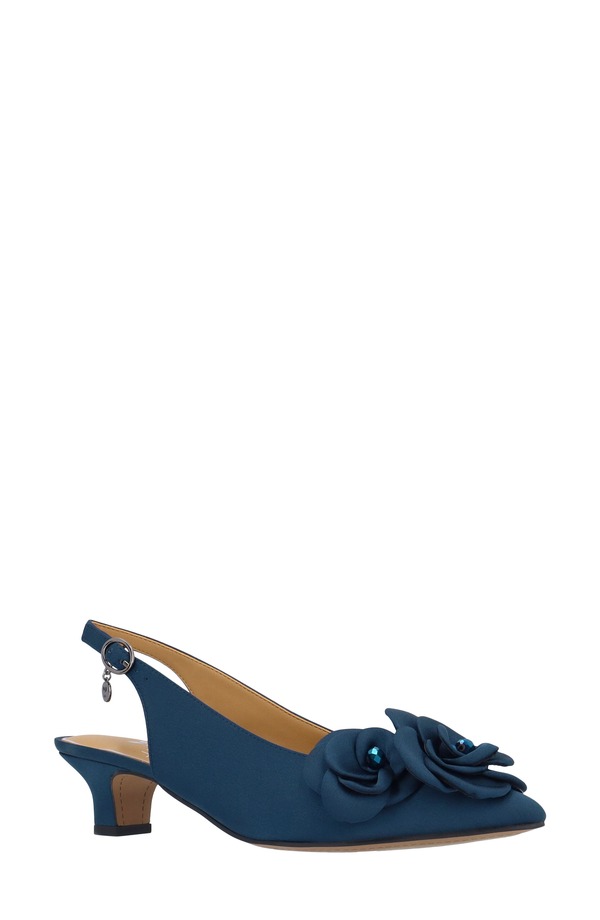 ジェイレニー レディース シューズ 踵 J. Rene Jozey Pointed Toe Slingback Pump Navy 米国海軍