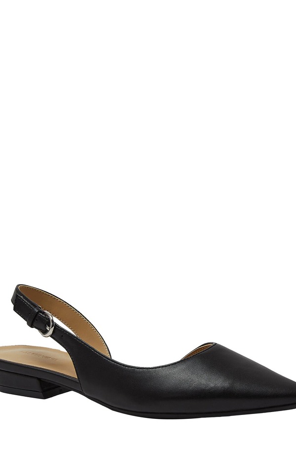 ランズエンド レディース シューズ ヒール レザー Lands' End Leather Slingback Low Heels Black Leather ブラック