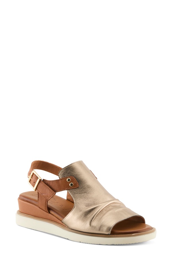 発条足取り レディース シューズ 踵 サンダル アンクル Spring Step Locals Ankle Strap Slide Sandal Bronze Multi マルチ色つや