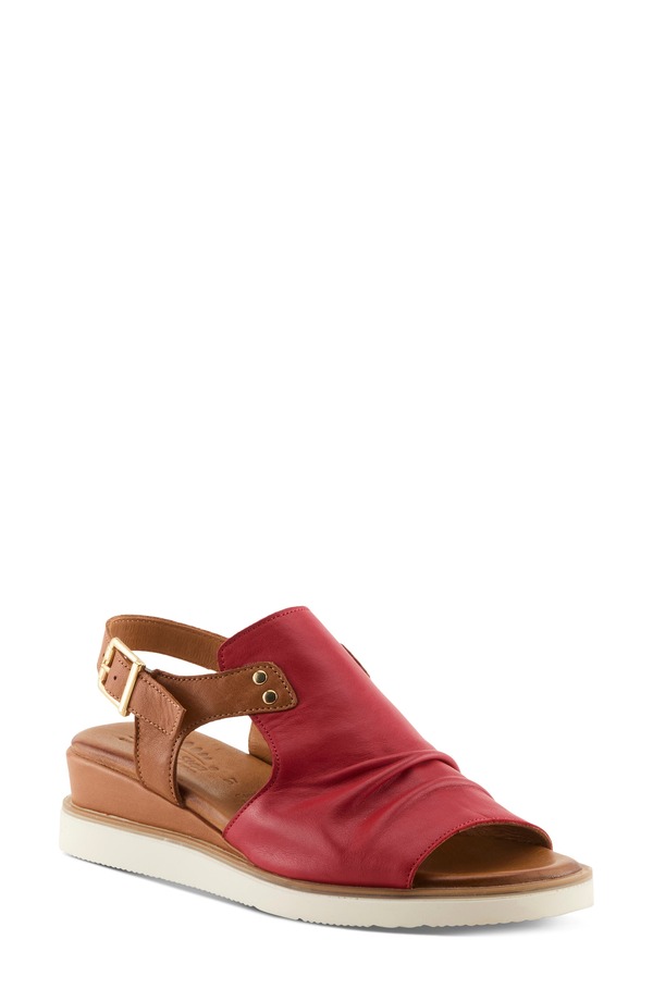 発条足取り レディース シューズ 踵 サンダル アンクル Spring Step Locals Ankle Strap Slide Sandal Red Multi 赤いこと