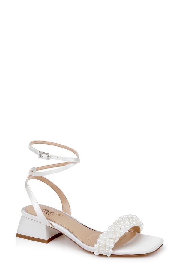 ジュウェルダグレイミシュカ レディース シューズ 踵 サンダル アンクル Jewel Badgley Mischka Payton Ankle Strap Sandal Ivory Satin 象牙色