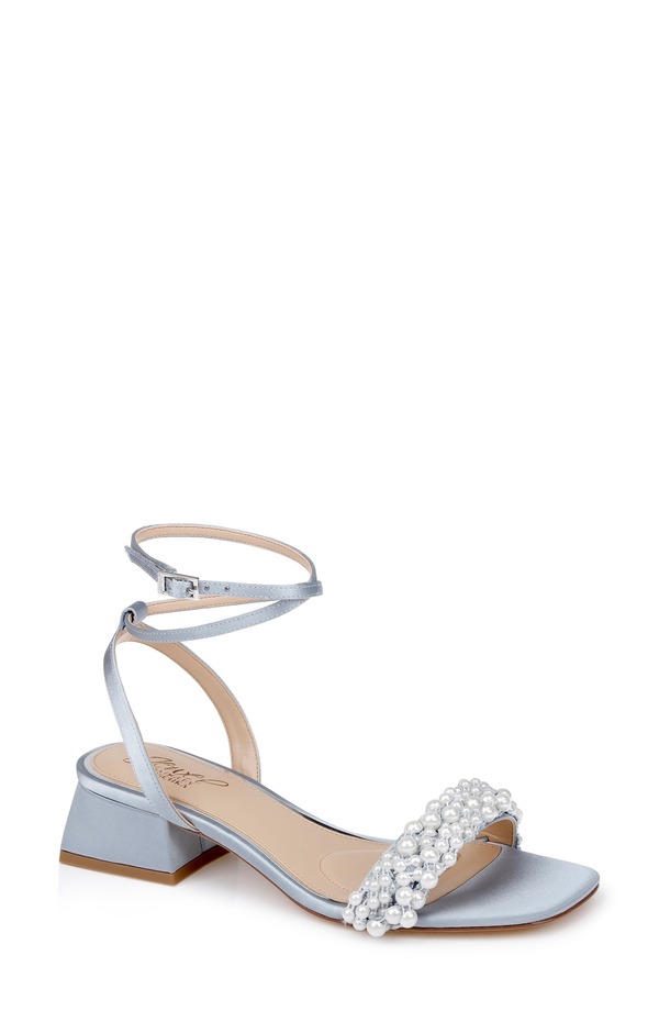 ジュウェルダグレイミシュカ レディース シューズ 踵 サンダル アンクル Jewel Badgley Mischka Payton Ankle Strap Sandal Mist Blue Satin 青み