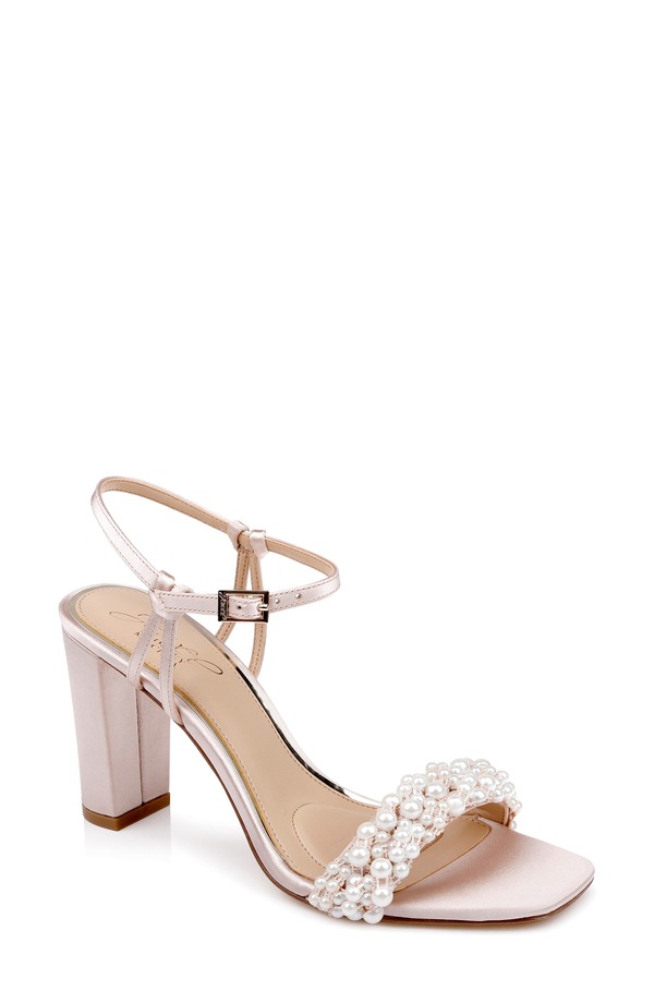 ジュウェルダグレイミシュカ レディース シューズ 踵 サンダル アンクル Jewel Badgley Mischka Peoriankle Strap Sandal Champagne Satin 三鞭酒
