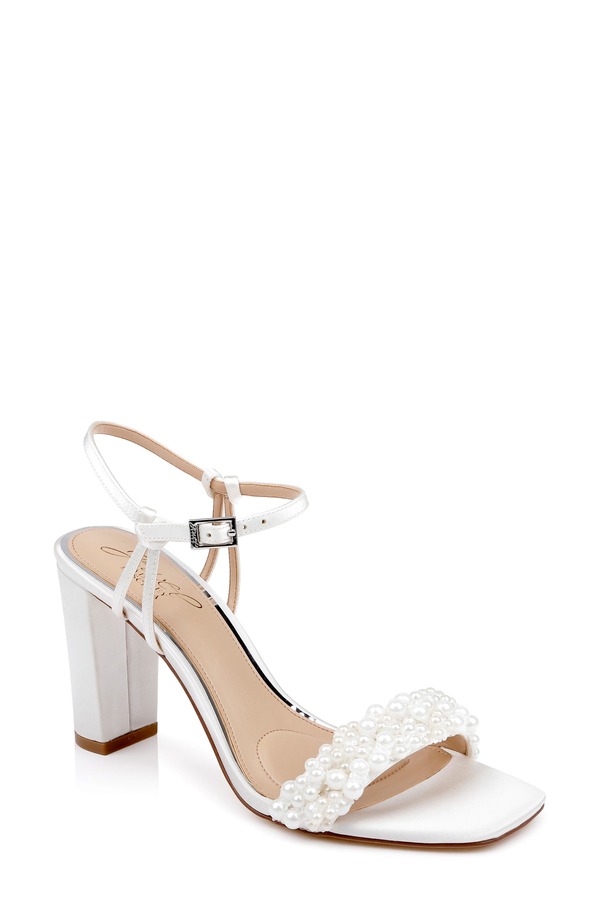 ジュウェルダグレイミシュカ レディース シューズ 踵 サンダル アンクル Jewel Badgley Mischka Peoriankle Strap Sandal Ivory Satin 象牙色
